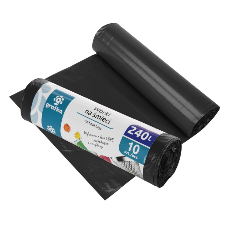 Worki na śmieci 240L z folii LDPE 10 sztuk RAVI